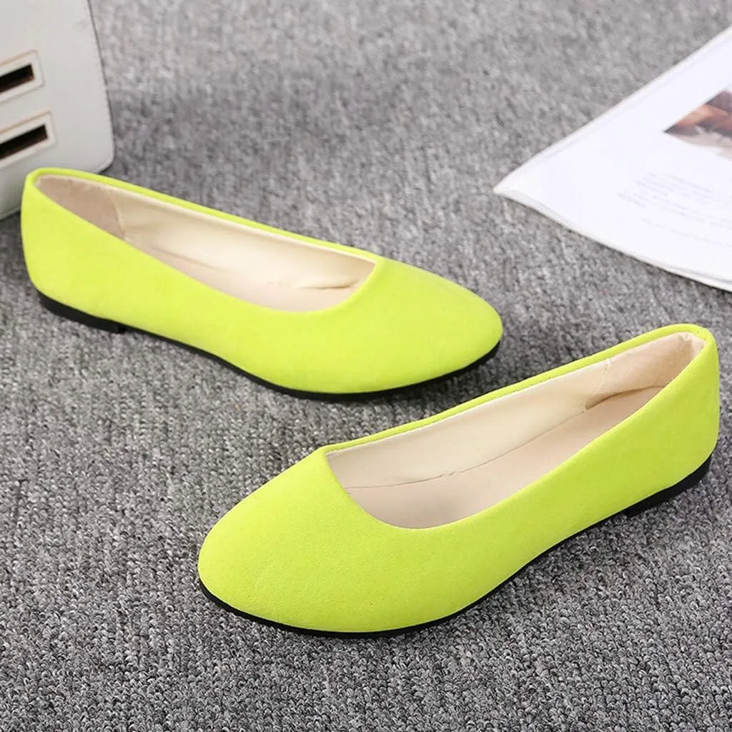 Women Girls Solid Big Size Slip On Flat Shallow Comfort Casual Single Shoes Casual Outdoor Shoes