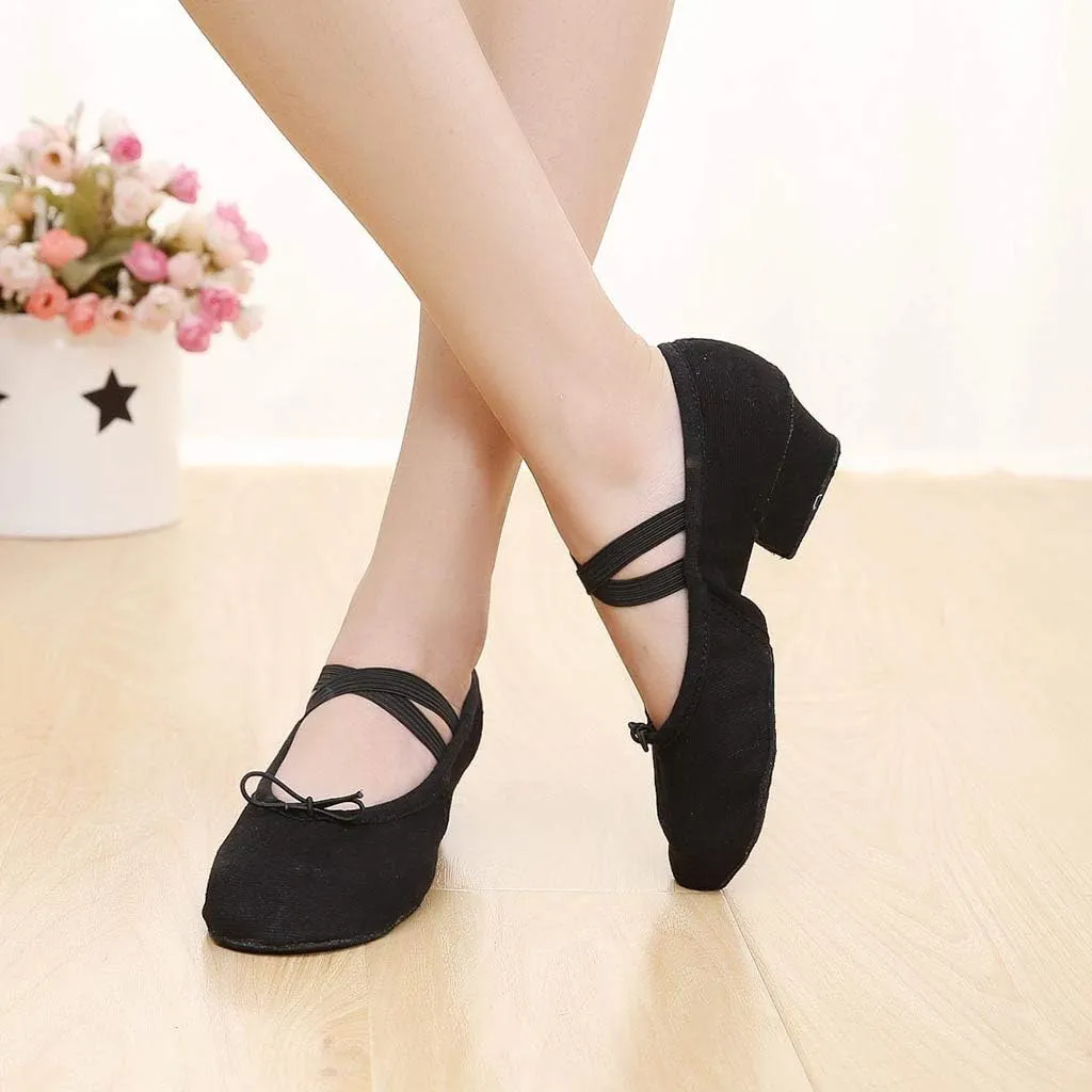 Women Ladies Dancing Prom Ballroom Latin Ballet Dance Singles Shoes Light Low Heels, 6.5