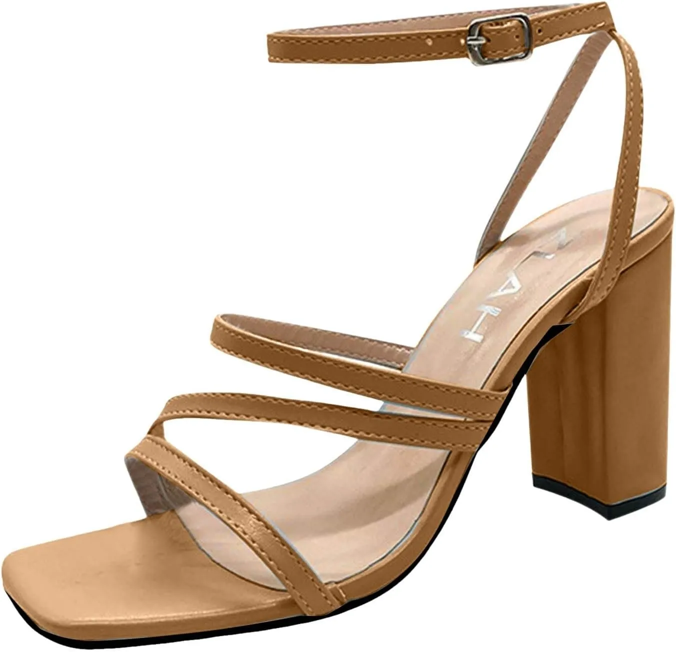 Women Strappy Chunky Heeled Sandals Square Open Toe Chunky Block Heels Sexy Ankle Strap Sandals 2025 Summer Comfortable Casual Wedding Bride Party Prom Dress Shoes