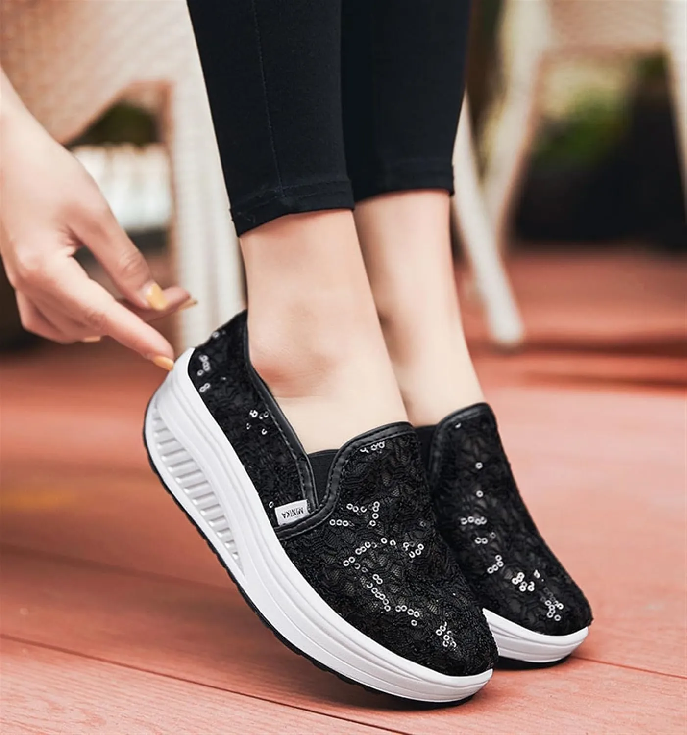 Women's Breathable Mesh Lace Air Sneakers Fashion Lightweight Slip On Anti Skid Low Top Walking Flat Shoes Comfortable Canvas Tennis Trainers Workout Gym Driving Loafers