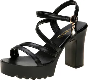 Women's Breathable Sandals Lug Sole Solid Thick Sole Sandals Square Heel Comfy Walking Non Slip Ultra