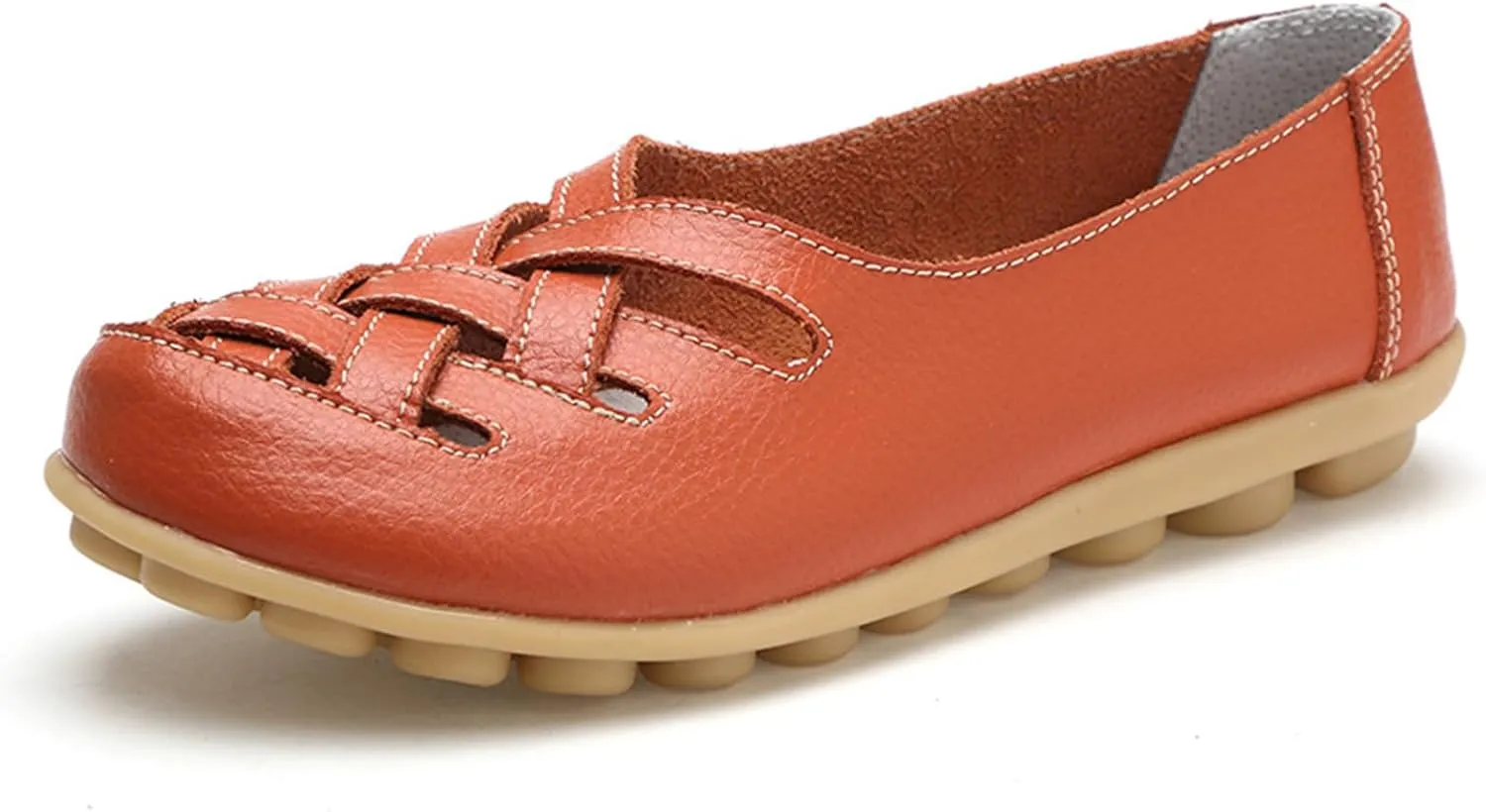 Women's Casual Flat Loafer Comfort Slip On Walking Boat Shoe Lightweight Soft Leather Driving Moccasins Closed Toe Sandals