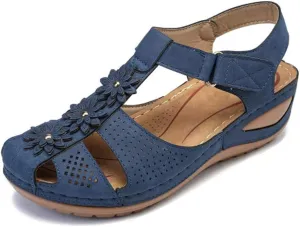 Women's Closed Toe Sandals, Comfy Sport Outdoor Wedge Sandals, Soft Leather Low Top Gladiators, Summer Casual Sandals Shoes for Walking Driving,09,34