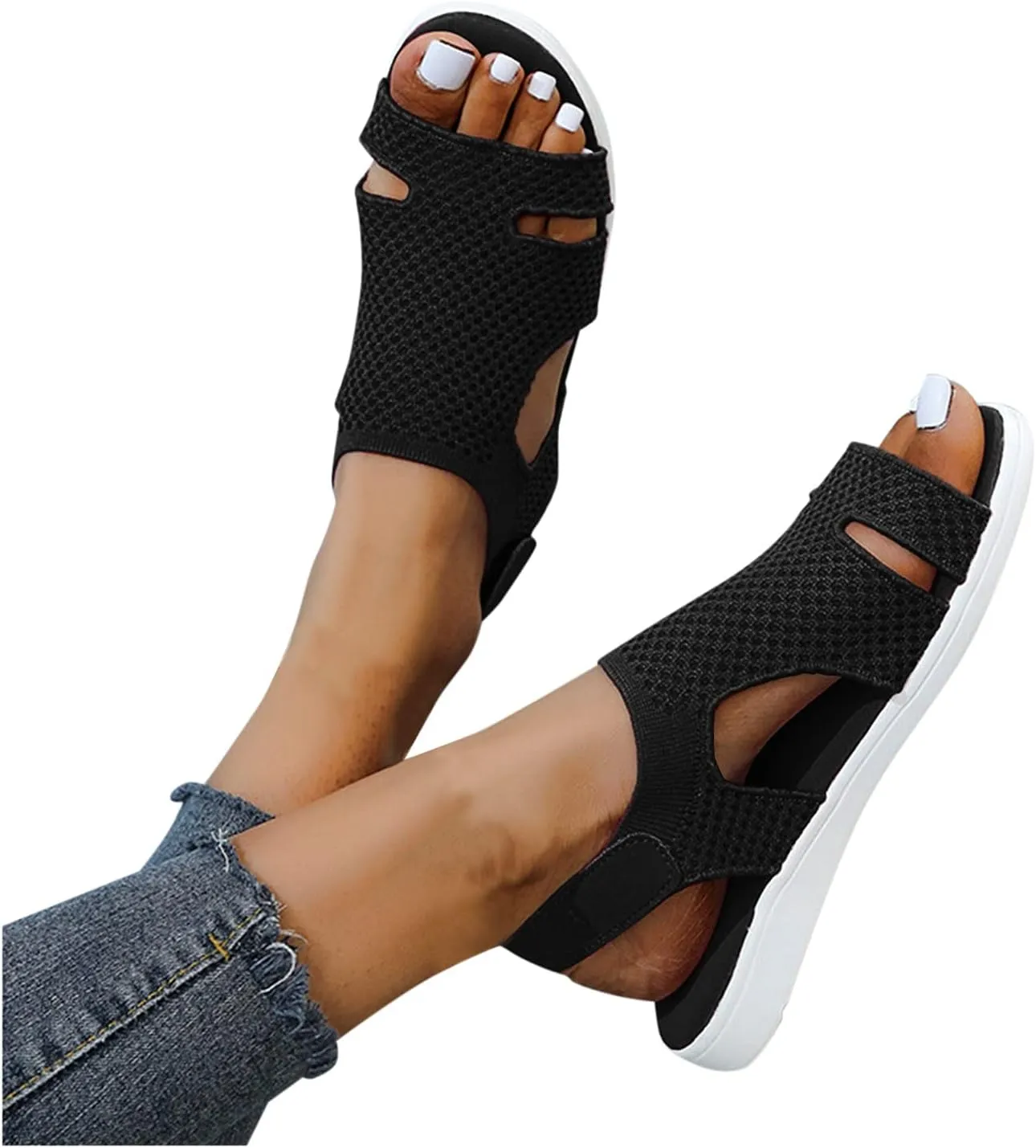 Women's Comfortable Orthopedic Arch Support Shoes Dress Walking Sandals Soft Cushion Sports Casual Orthotic Low Platform Wedges Sandals with Back Strap Women's Breathable Orthopedic Sandals
