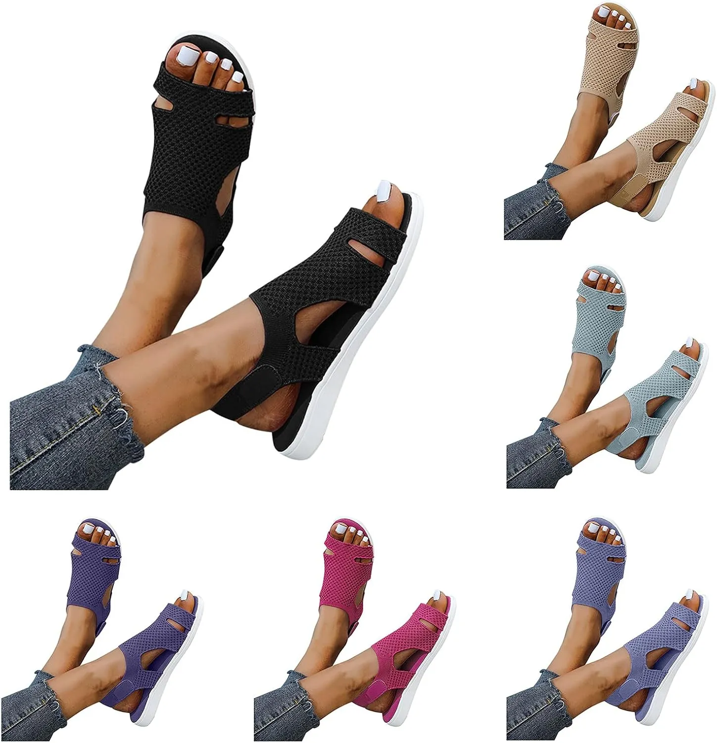 Women's Comfortable Orthopedic Arch Support Shoes Dress Walking Sandals Soft Cushion Sports Casual Orthotic Low Platform Wedges Sandals with Back Strap Women's Breathable Orthopedic Sandals