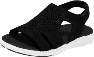 Women's Comfortable Orthopedic Arch Support Shoes Dress Walking Sandals Soft Cushion Sports Casual Orthotic Low Platform Wedges Sandals with Back Strap Women's Breathable Orthopedic Sandals