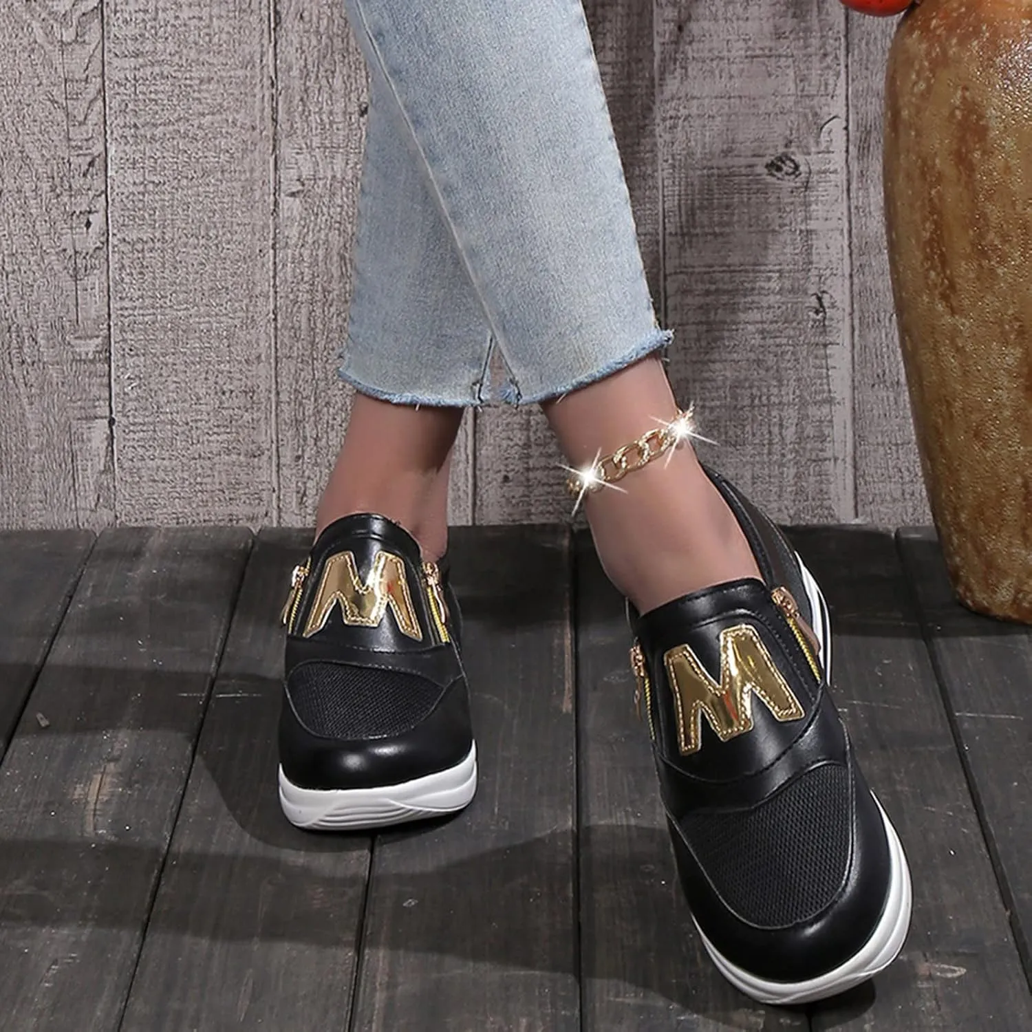 Women's Comfy Breathable Sports Shoes Round Head Sneakers Soft Sole Womens Fashion Shoes Lightweight Casual Slip on Sport Shoe with Arch Support