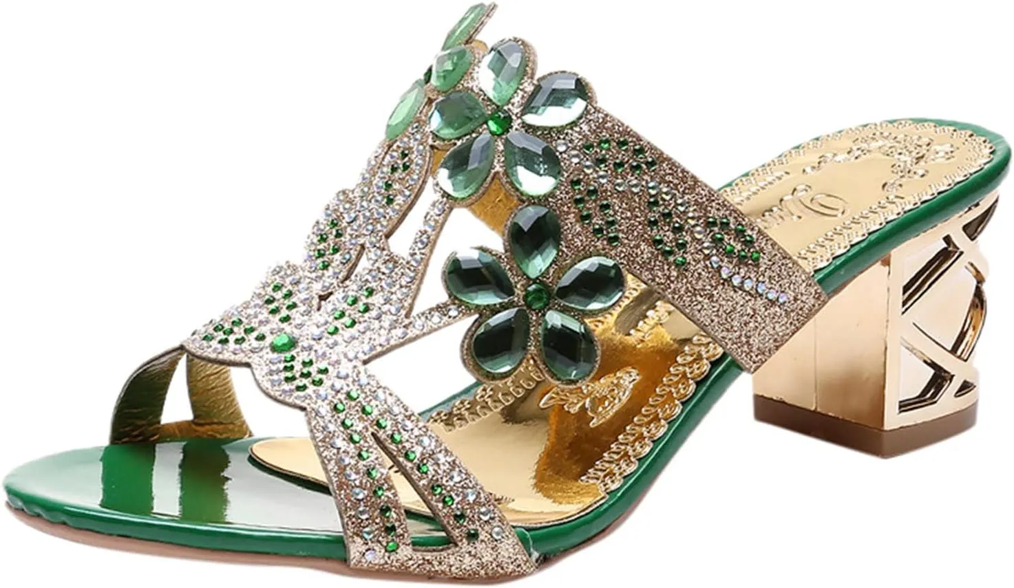 Womens Sandals Block Heeled Summer Sandals Open Toe Slippers Mid Heels Party Dress Sandals Wedding Prom Shoes
