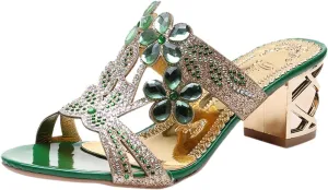 Womens Sandals Block Heeled Summer Sandals Open Toe Slippers Mid Heels Party Dress Sandals Wedding Prom Shoes