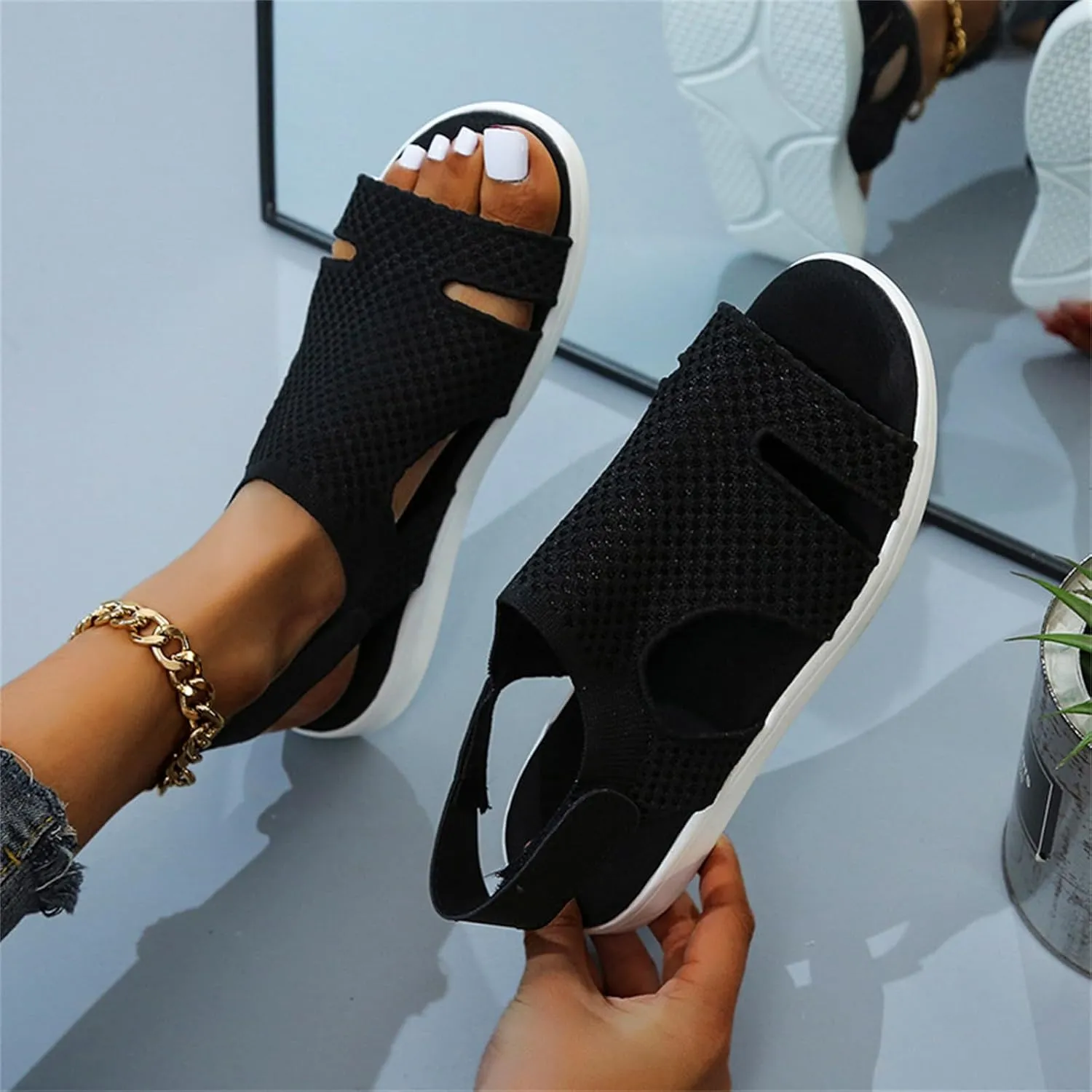 Womens Sandals Comfortable Dressy Wedge Platform Sandals Ankle Strap Summer Casual Beach Walking Orthopedic Shoes