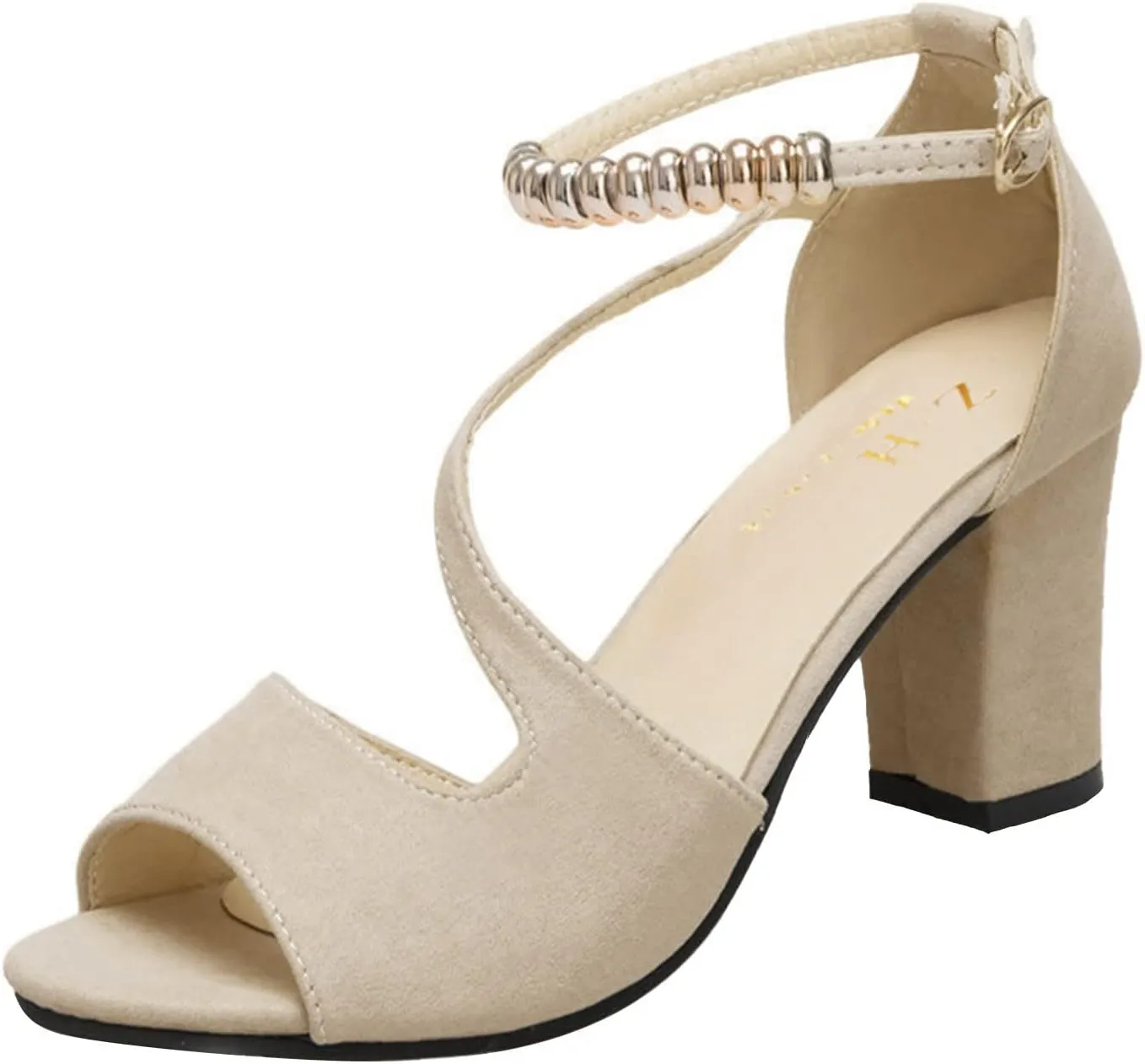 Womens Sandalsopen Toe Dressy Block Heel Sandals Fashion Ankle Strappy Heels Dress Wedding Bridal Shoes