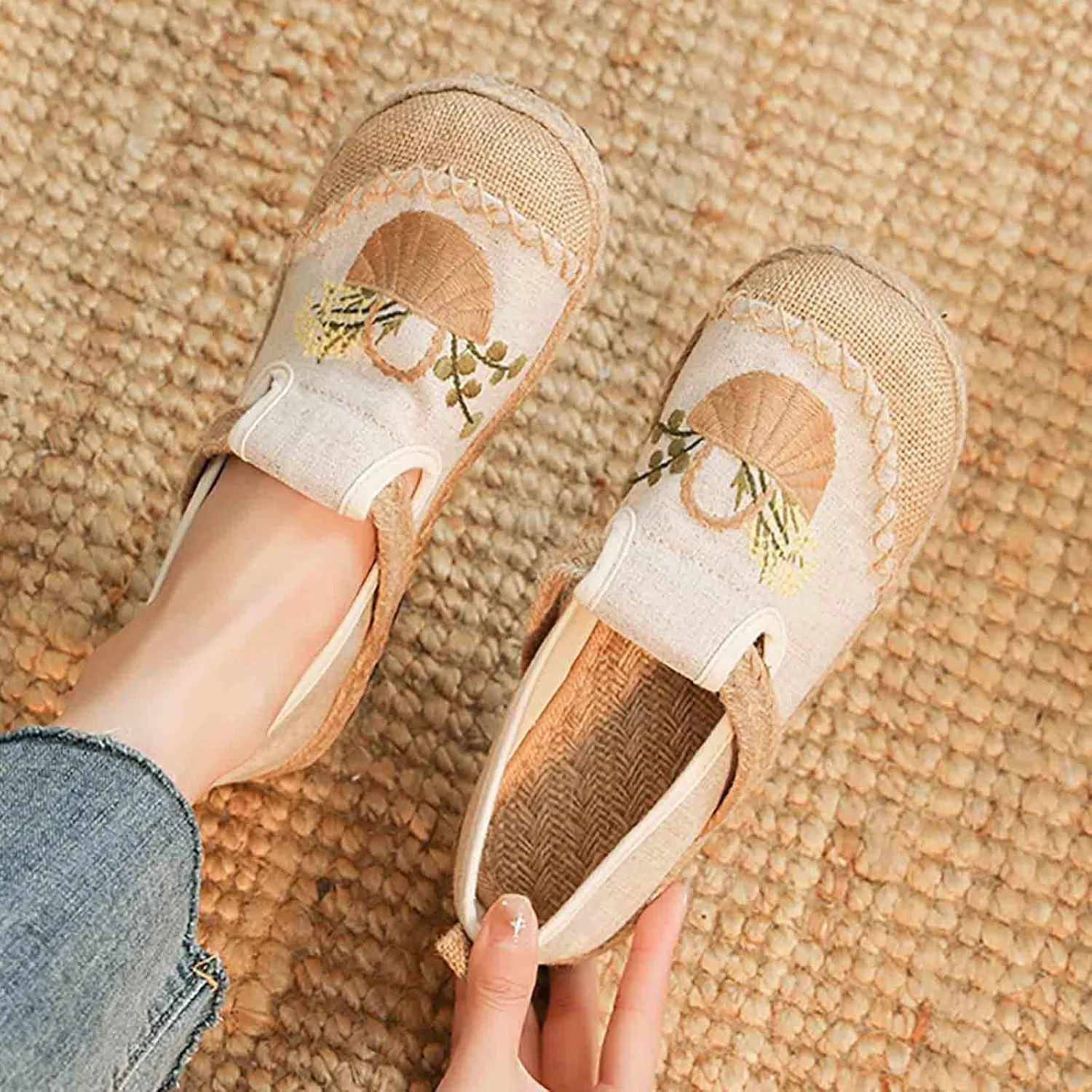 Women's Slip On Mules Comfortable Flat Lightweight Round Toe Casual Travel Shoes Walking Loafers