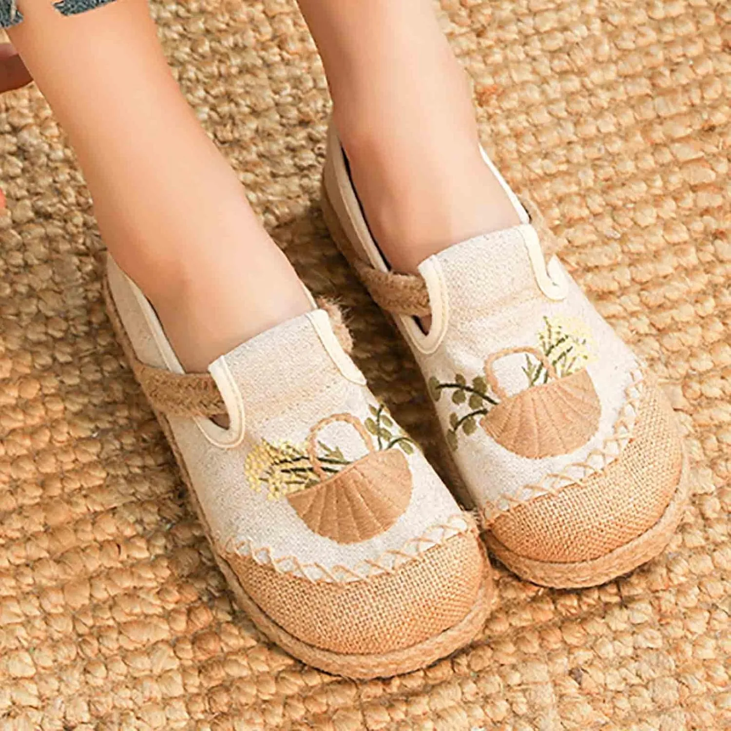 Women's Slip On Mules Comfortable Flat Lightweight Round Toe Casual Travel Shoes Walking Loafers