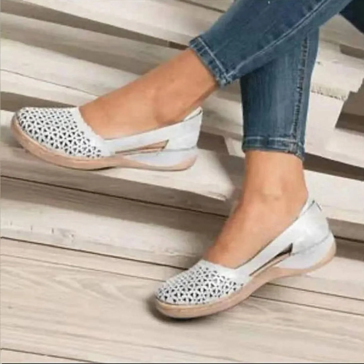 Women's Wedges Orthopedic Sandals Casual Beach Shoes Closed Toe Round Toe Hollowed Out Comfy Breathable Sandals