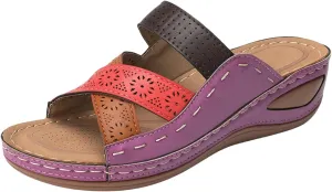 Womens Wide Width Sandals Summer Comfy Platforms Flat Arch Support Orthotic Slides Flip Flops Beach Shoes