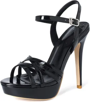 YooPrettyz Polished Crisscrossed Heeled Sandal Evening Dress Platform Sandal for Women