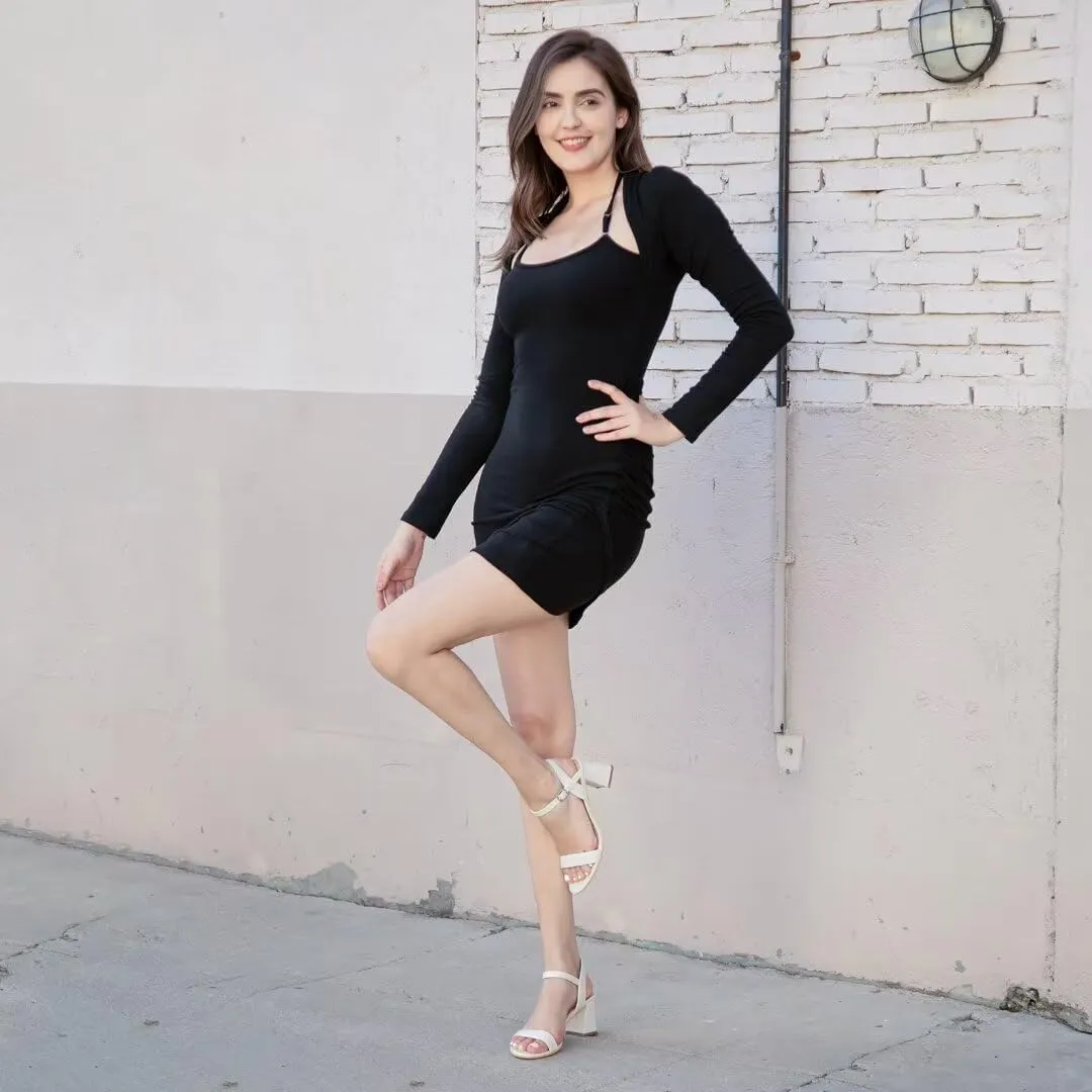 ZriEy Mid-height Chunky Block Heels for Women Heeled Sandals 2.8 Inch Open Toe Adjustable Ankle Strap Heels for Weddings Parties Daily Wear Shoes
