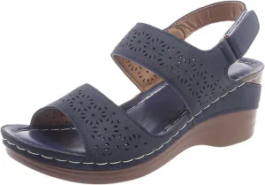 ZSpzx Women's Heeled Sandals Open Toe Slip On Block Womens Chunky Mid Heels Ankle Strap Sandal Hollow Out Slippers Casual Comfortable Summer Adjustable Walking Fashion Party Dress Shoes